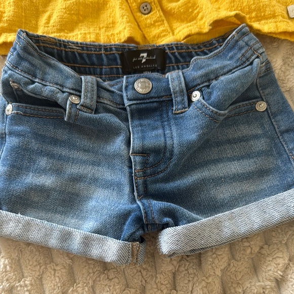Yellow Ruffled Top and Denim Shorts Set - Picture 2 of 7